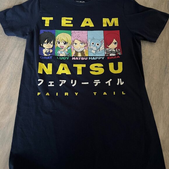 Fairy Tail Mens' Team Natsu Anime Character Panels Graphic Print T-Shirt Small - Picture 1 of 3